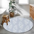 thumbnail image 3 of Round Area Rug 3 Ft, Light Blue Botanical Washable Non-Slip Circle Carpet for Living Room/Bedroom, Pastoral Elegant Spring Floral Low-Profile Small Floor Mats Collection Rugs for Indoor, 3 of 8