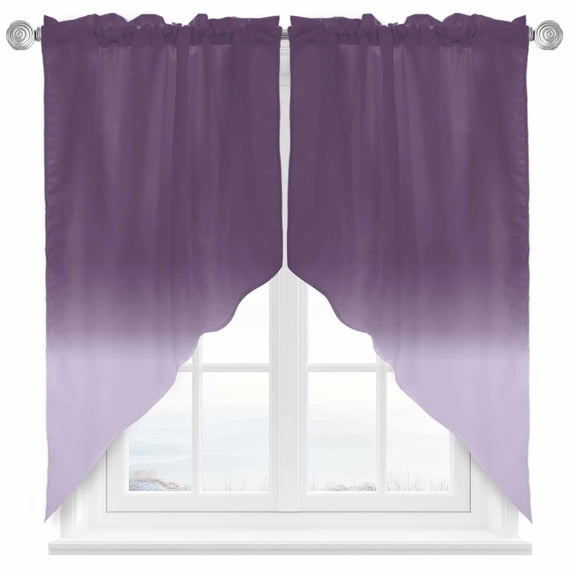 Purple Gradient Swag Valances for Windows 2 Pack Simple Color Gradient Abstract Art Swag Kitchen Curtains 45 Inches Long Rod Pocket Short Window Treatment for Kitchen Bathroom 36"x45"