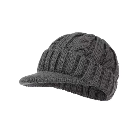 HJYCHN Winter Hats for Women Men's Thick Knit Hat with Brim and Ear Covers for Cold Weather Windproof Thermal Outdoor Baseball Hat Grey One Size