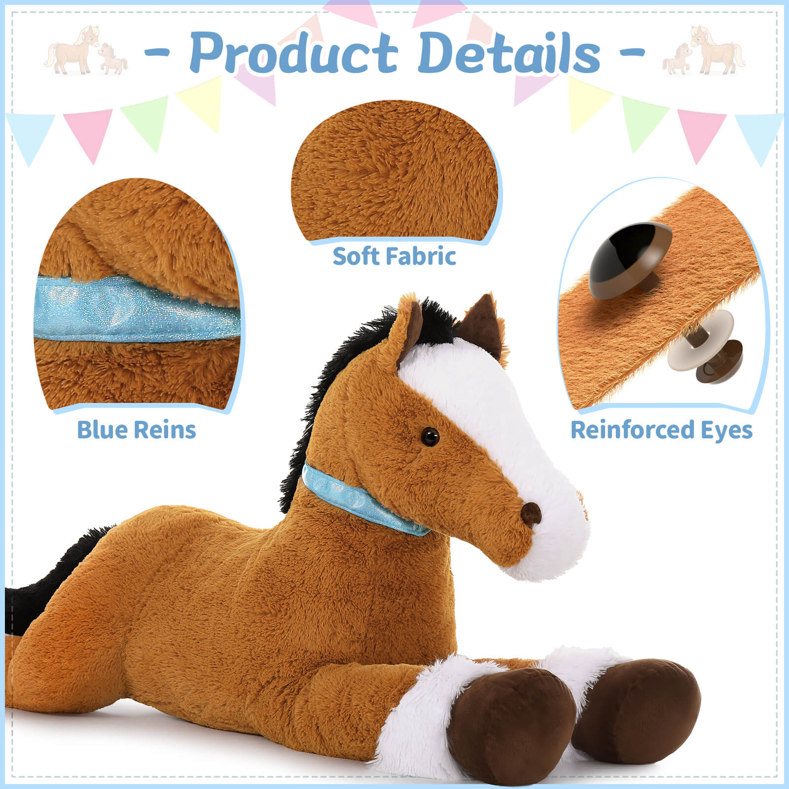 Caballo gigante de peluche MaoGoLan, 47 pulgadas 4