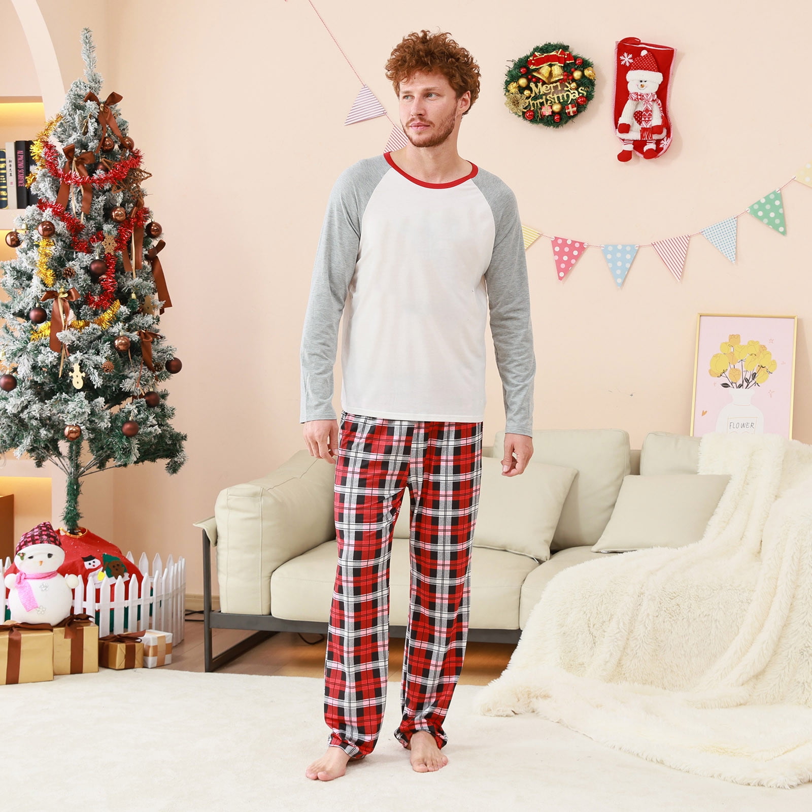 TIMIFIS Family Christmas Pajamas Matching Sets Mens Santa Claus