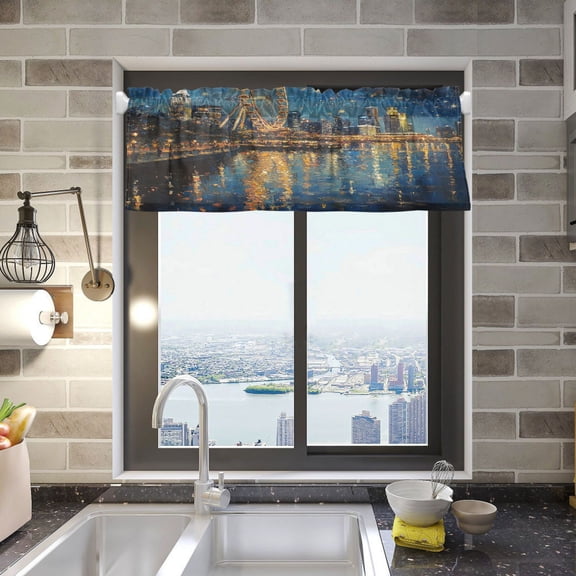 BZSMCE Alance Curtains Ferris Wheel Design Modern Style Pattern Window Curtain Valance 52W" x 18L" for Kitchen Living Room Bedroom