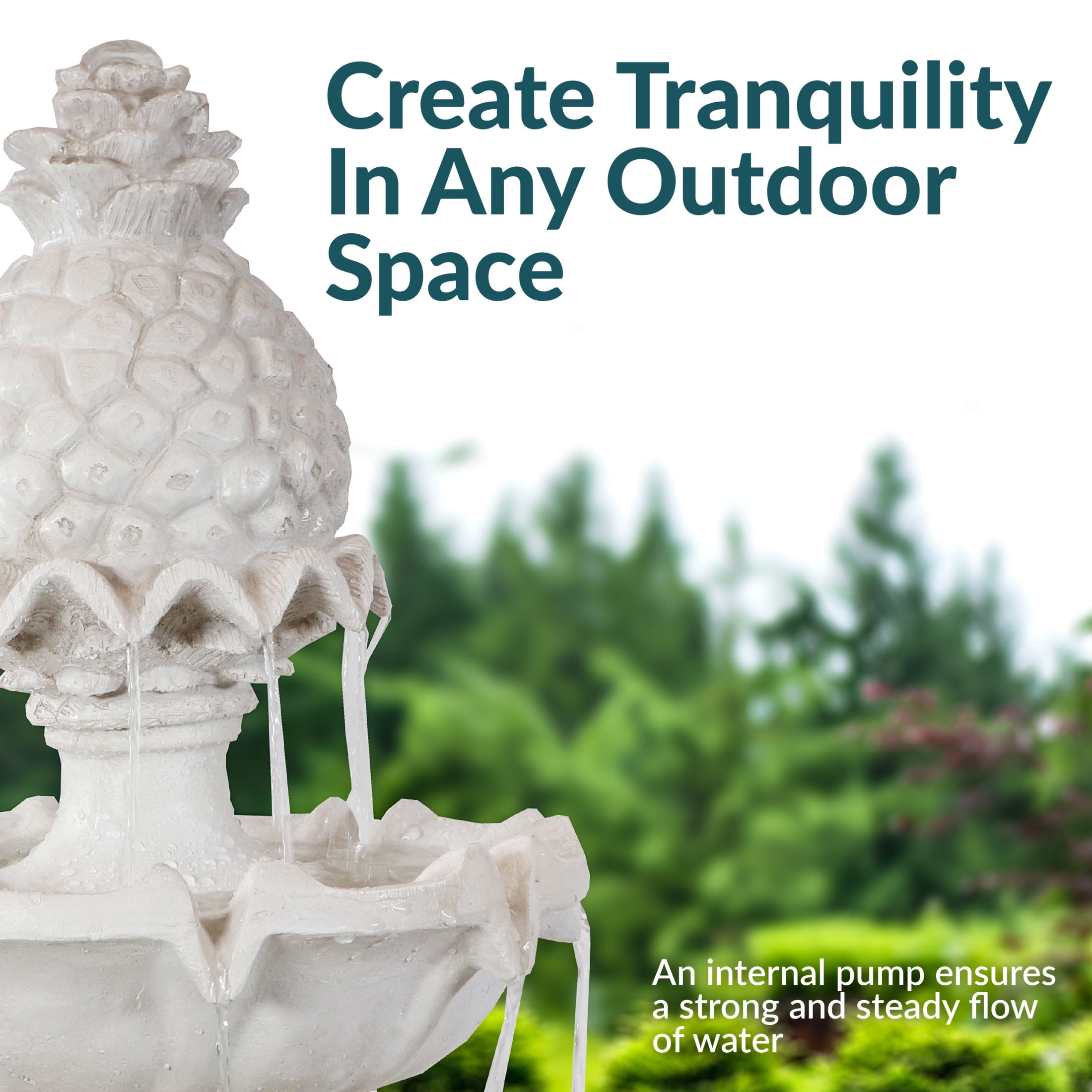 Sunnydaze Welcome Traditional White Fiberglass 3-Tiered Outdoor Water Fountain