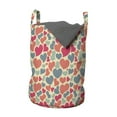 thumbnail image 1 of Love Laundry Bag, Rhythmic Colorful Abstract Hearts Pattern on Muted Tones Backdrop, Hamper Basket with Handles Drawstring Closure for Laundromats, 13" x 19", Champagne Coral, by Ambesonne, 1 of 4