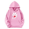 thumbnail image 4 of Thetops Big Girls 13T Pink Pet Hoodie - Paw Print & Love Motif, Polyester Sweatshirt with Kangaroo Pocket, Casual Daily Wear, 4 of 4
