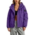 thumbnail image 6 of Women's Loose Fit Hooded Full Zip Water Resistant Outdoor Parka Jacket Coat With Pockets Casual Work Streetwear | CSEONE,Purple S, 6 of 8