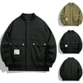 thumbnail image 4 of Lovskoo Men's Bomber Jacket Active Casual Waterproof Windbreaker Rain Coat Outdoor Sportswear Turtleneck Trench Middle-Aged Business Jacket Khaki, 4 of 4