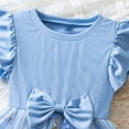 thumbnail image 5 of Kids Girls Floral Embroidered Tulle A-Line Dress with Bow Breathable Summer Party Dress Blue 3T,Size 7 T, 5 of 6