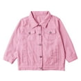 thumbnail image 4 of Cropped Jacket, Yigetop Women's Spring and Summer Top Denim Three Quarter Sleeve Coat Jean Jacket Women Pink M, 4 of 9