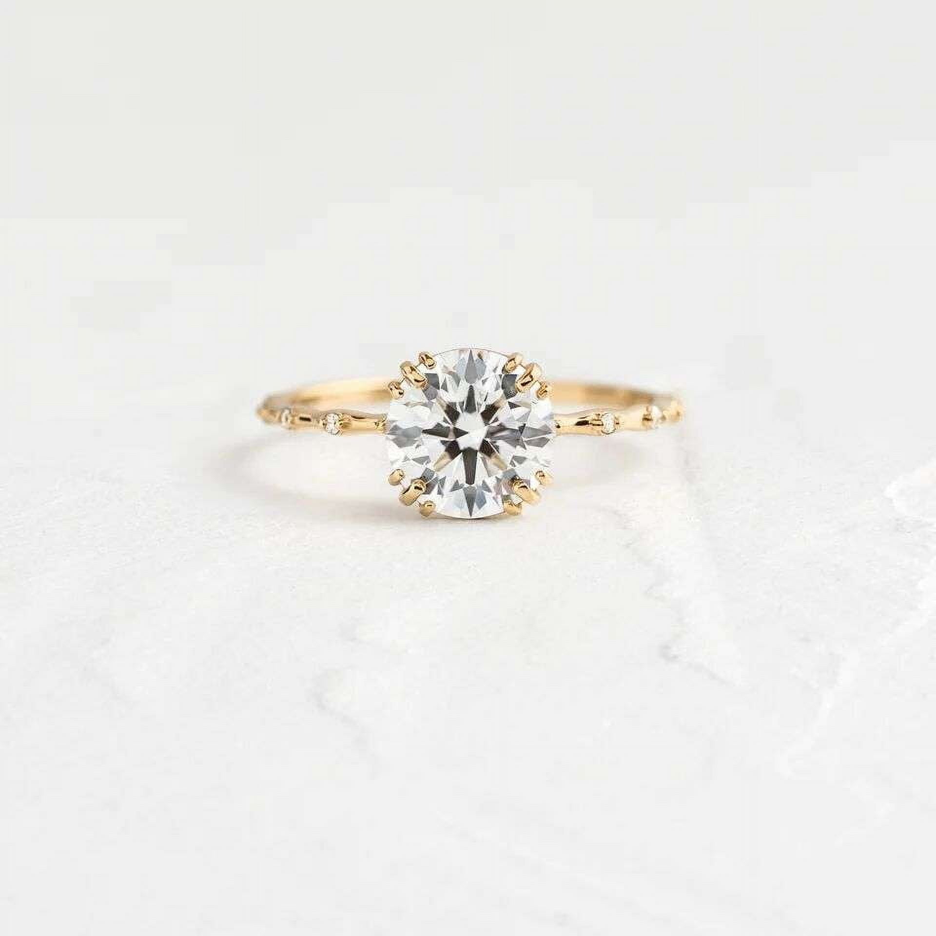 Jewelerix 1.50 CT Round Cut Ring Handmade Jewelry Moissanite Diamond Engagement Ring 14K Birthday Gift for Sister