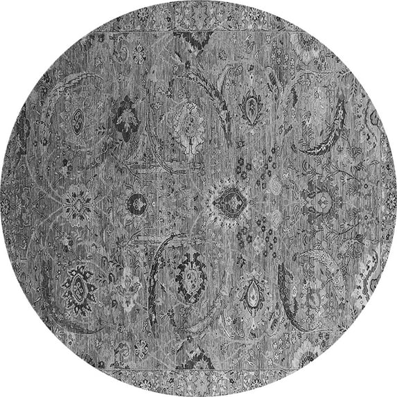 Ahgly Company Indoor Round Oriental Gray Industrial Area Rugs, 7' Round