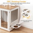 thumbnail image 4 of 31.5" Dog Crate Furniture with 360° Rotating Feeder& Double Lock Doors, Wooden Dog Kennel for Indoor, White, 4 of 7