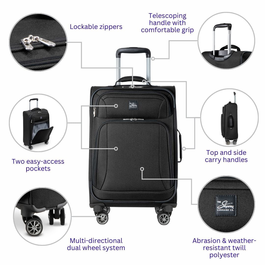 Skyway Luggage Epic Softside 28" 8 Wheel Large Check-In Spinner, Adult