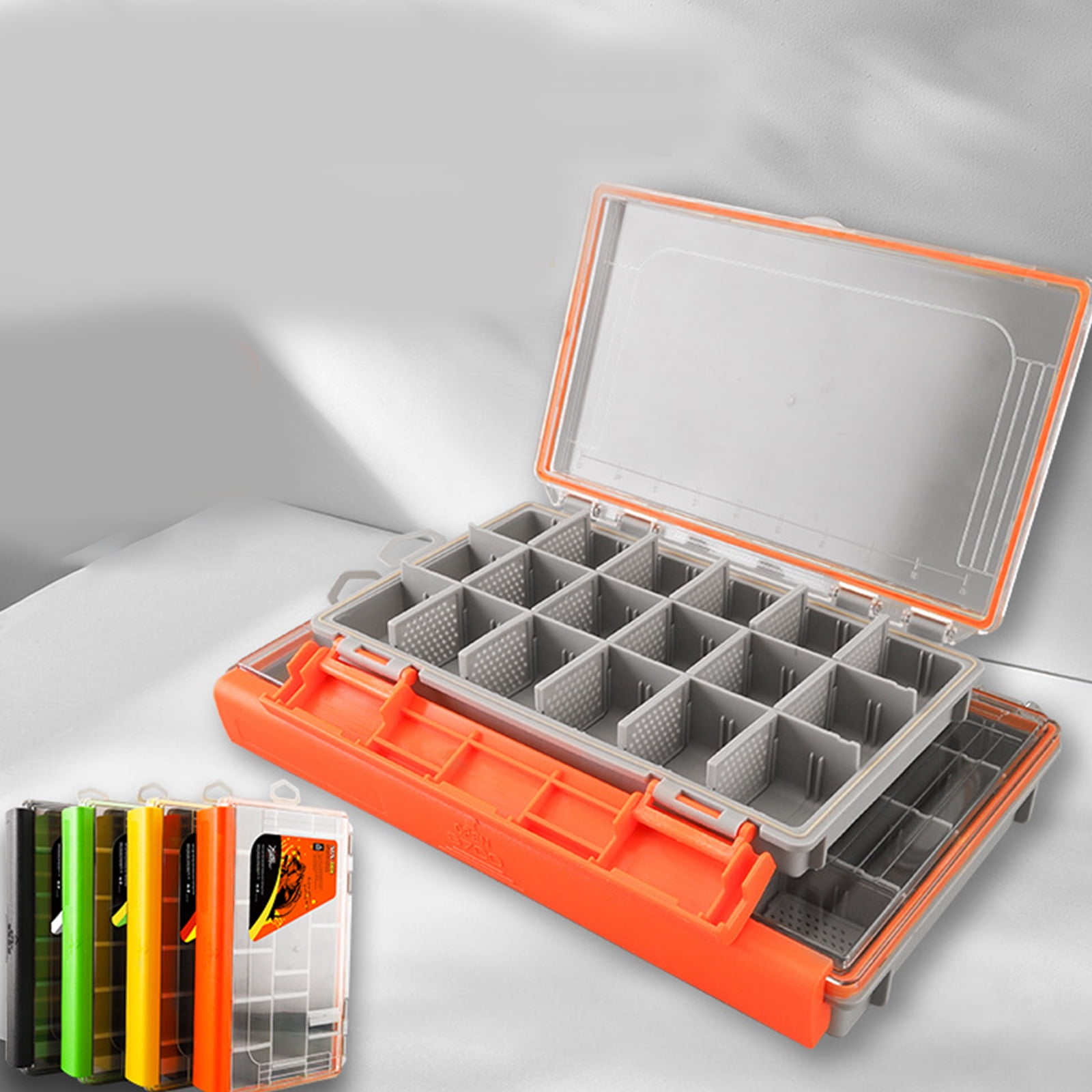 URTERYSER Fishing Tackle Box Portable Storage Trays Lures Organizers Storage Box Baits Separator Organizers with Removable Divider Green