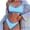 Sky Blue, variant on Staron Women's Color Blocked V-Neck Sleeveless Bikini Swimsuit Beachwear High Cut Split Tankini with Padded Top, Light Blue XL