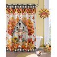 thumbnail image 3 of Fall Shower Curtain Sunflower Pumpkin Bathroom Curtains with Hooks, Waterproof Fabric Maple Leaf Black Plaid Linen Thanksgiving Bath Shower Curtains Set for Bathroom Bathtubs Decor 72x72 Inch, 3 of 7