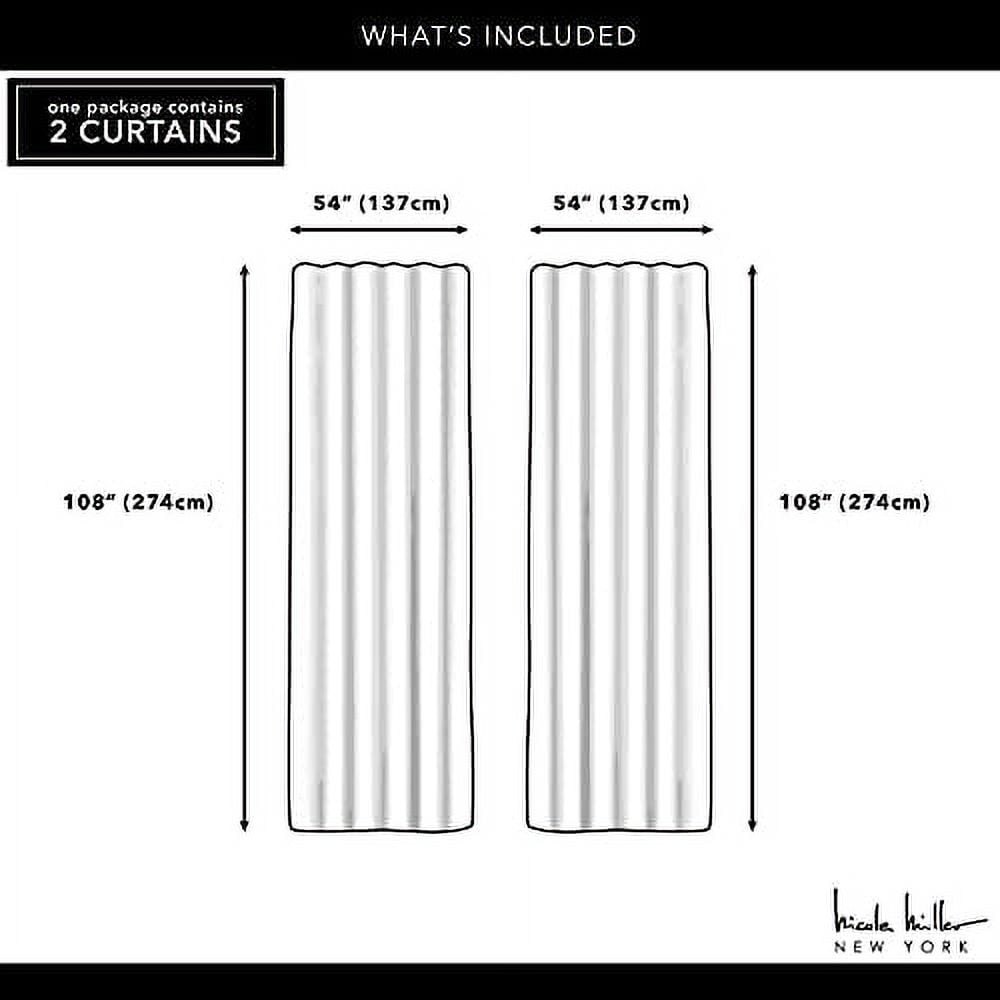 Nicole Miller Mellow Slub Textured Hidden Tab/Rod Pocket Top Light Filtering Curtain Panel Pair, 54"x108", Peacoat Blue
