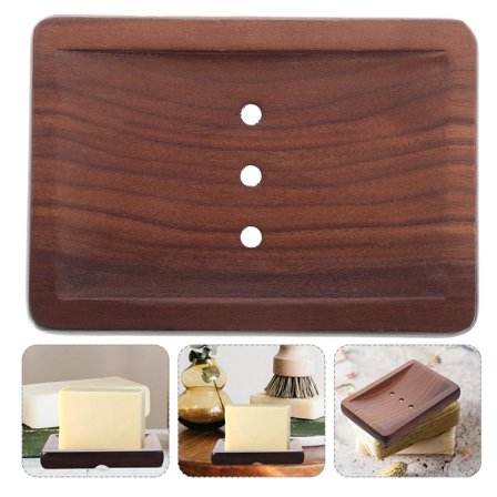 UPOUART Wooden Soap Tray Stable Bearing Brown Walnut Wood 1Pack