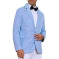 thumbnail image 4 of INSPIRE CHIC Stripes Blazer for Men's Single Breasted Sport Coat Business Striped Suit Jacket M Blue White, 4 of 5