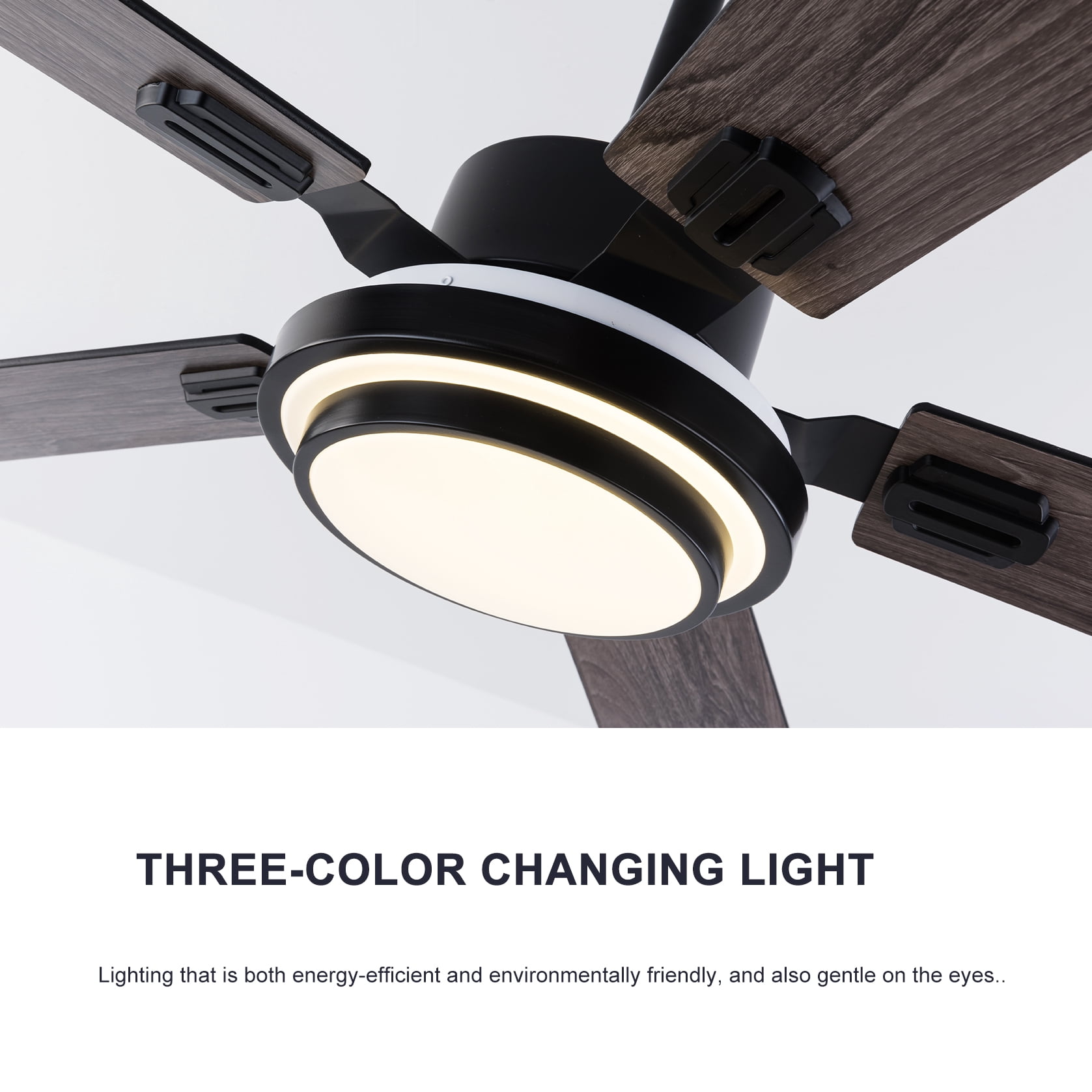 Mintazer 52 in Ceiling Fan with LED Light, Modern Ceiling Fan with Remote Control for Bedroom Living Room Indoor Outdoor, Black