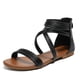 thumbnail image 3 of Sandalias planas romanas de verano con puntera abierta sandalias de playa con tiras zapatos para caminar para mujer, 3 of 7