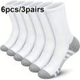 thumbnail image 3 of 6pcs/3 Pairs of Men's Sports Socks - Thickened Comfortable Fitness Running Socks, Moisture-Wicking Breathable Fabric, Seamless Toe Design, Anti-Slip Grip, Suitable for Basketball, 3 of 7