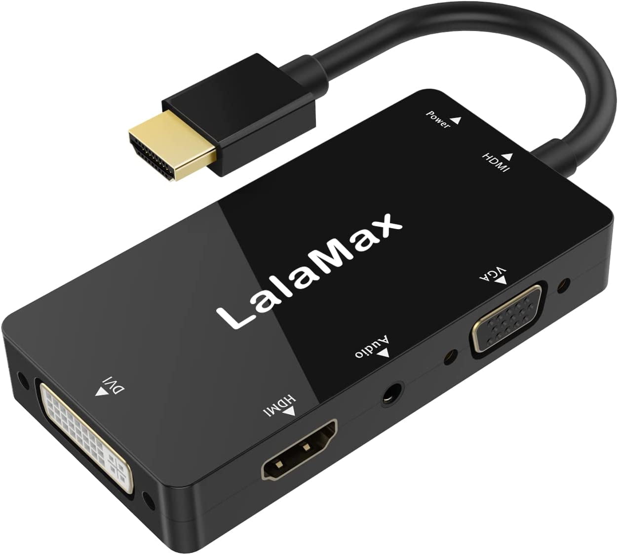 En nat Latter Krigsfanger LalaMax HDMI to VGA DVI HDMI with Audio Adapter Multiport 4-in-1 Converter  Splitter dongle 3.5mm Jack for Portable Devices(Black) - Walmart.com