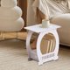 thumbnail image 1 of Mesita de noche pequeña curva blanca | Mesita de noche moderna de PVC de 40 x 36 x 25 cm | Mesa auxiliar compacta para salón con estante abierto para libros, decoración y almacenamiento en el, 1 of 5
