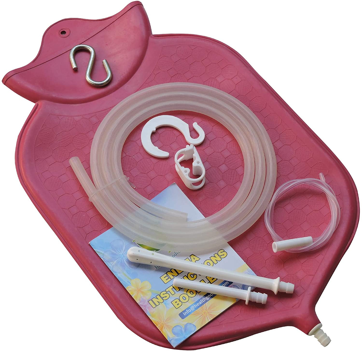 Rubber Enema Bag Kit, 4L, Red Color for Colon Cleansing Healthgoodsin