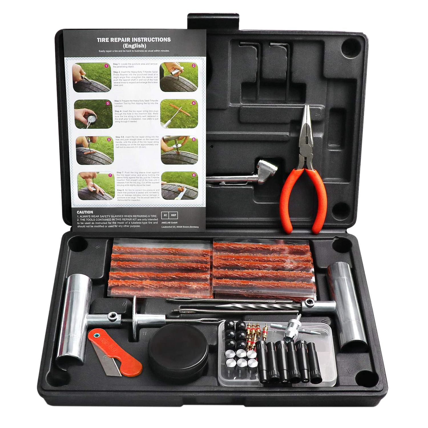87Pcs Auto Tire Repair Kit Heavy Duty Tubeless Car Tire Repair Tool for