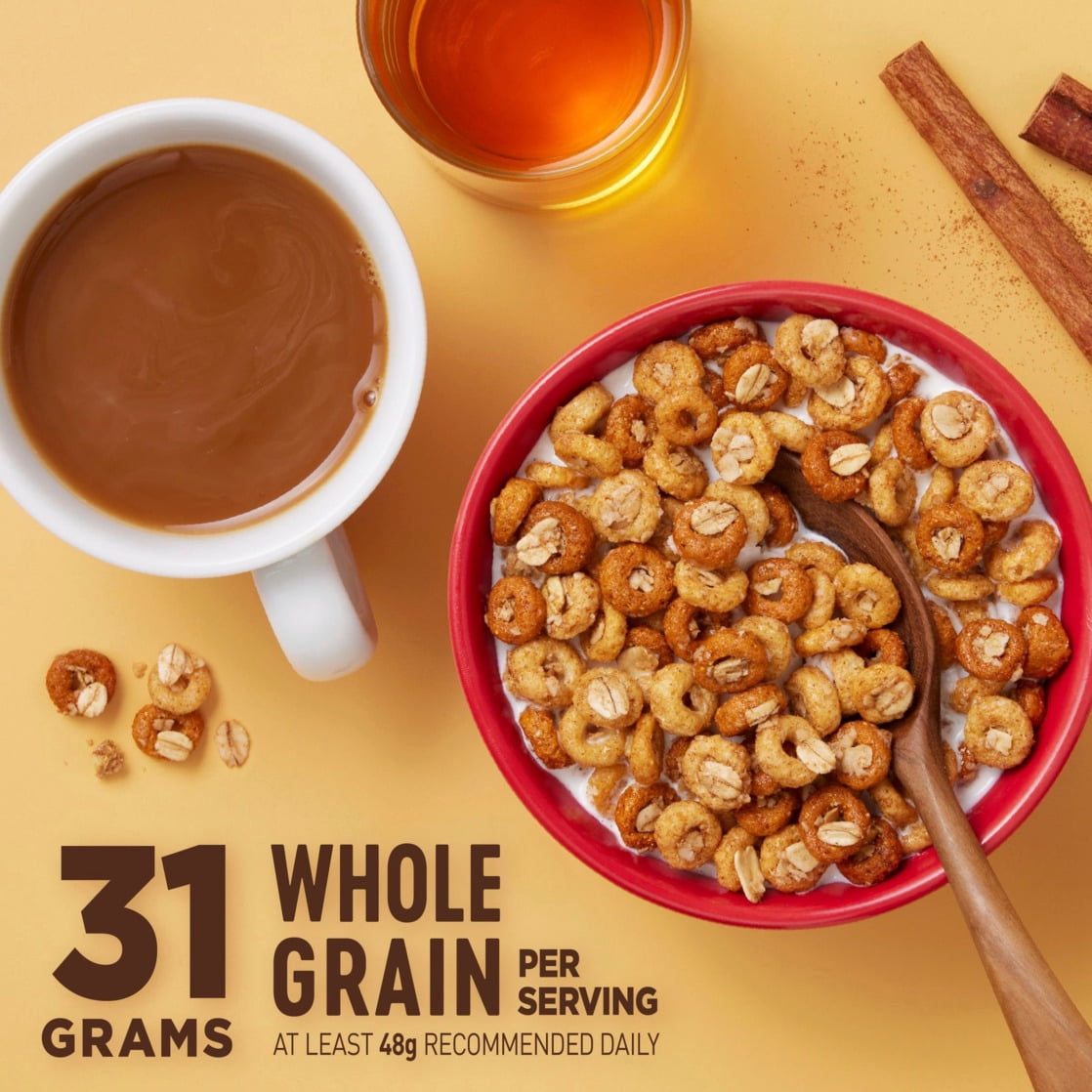 (8 pack) Cheerios Oat Crunch Cinnamon Breakfast Cereal, Made with Whole Grain, Family Size, 24 oz