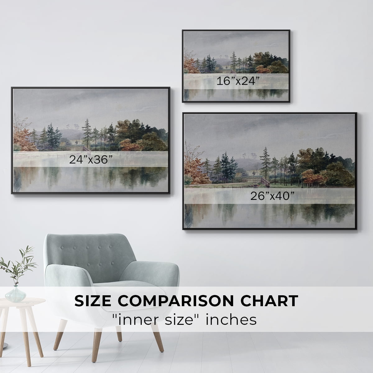 Vintage Landscape-XXI By Wexford Home Framed in Black Wood Gallery Wrapped Canvas 25 in. x 37 in.