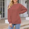 thumbnail image 2 of Breezora Comfortable Long Sleeve Crew Neck Top for Women Fall Fashion Loose Fit Soft Touch Loungewear Everyday Casual Wear L Size Pink, 2 of 4