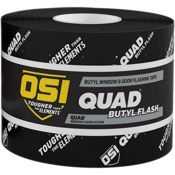 OSI 2579104 4in. x 75ft. Quad Butyl Window and Door Flashing Tape Roll, Black