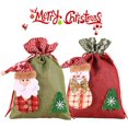 thumbnail image 1 of 2 bolsas de regalo de Navidad, bolsa de regalo de Papá Noel, muñecos de nieve, diseño de muñeca sin rostro con lazos de cinta, bolsas de regalo de Navidad, lino y algodón, reutilizables, para fiesta de cumpleaños, Navidad (diseño 1-muñeco de nieve) oso de fresa Electrónica, 1 of 5