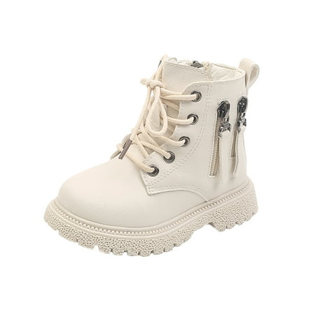 

jsaierl Toddler Shoes Boys Girls British Style Fashion Lacein Non Slip Thicken Keep Warm Comfortable Boots