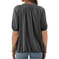 thumbnail image 4 of Short Sleeved Women's Solid Color Crew Neck Casual Shirt Tops, 4 of 4