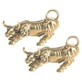 thumbnail image 5 of WHAMVOX 2pcs Mini Brass Bull Statue Feng Shui Bull Figurine Desk Wealth and Prosperity Animal Sculpture for Office Home Living Room Bedroom Bookshelf Decor, 5 of 8