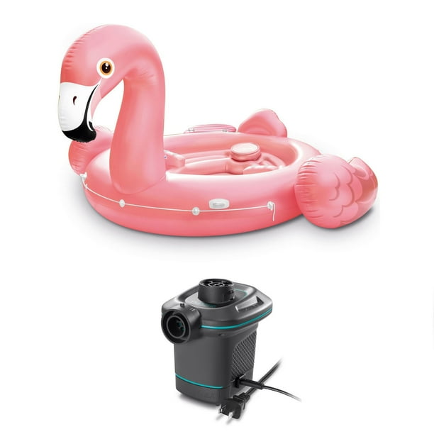 Intex Flamingo Party Inflatable Pool Float + 120V AC Electric Air Pump