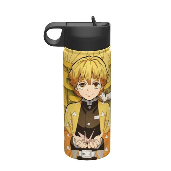 18 Oz Sports Water Bottle Vacuum Insulated, Demon Slayer Agatsuma Zenitsu Stainless Steel Leak Proof Double wall for Sports Gym Travel