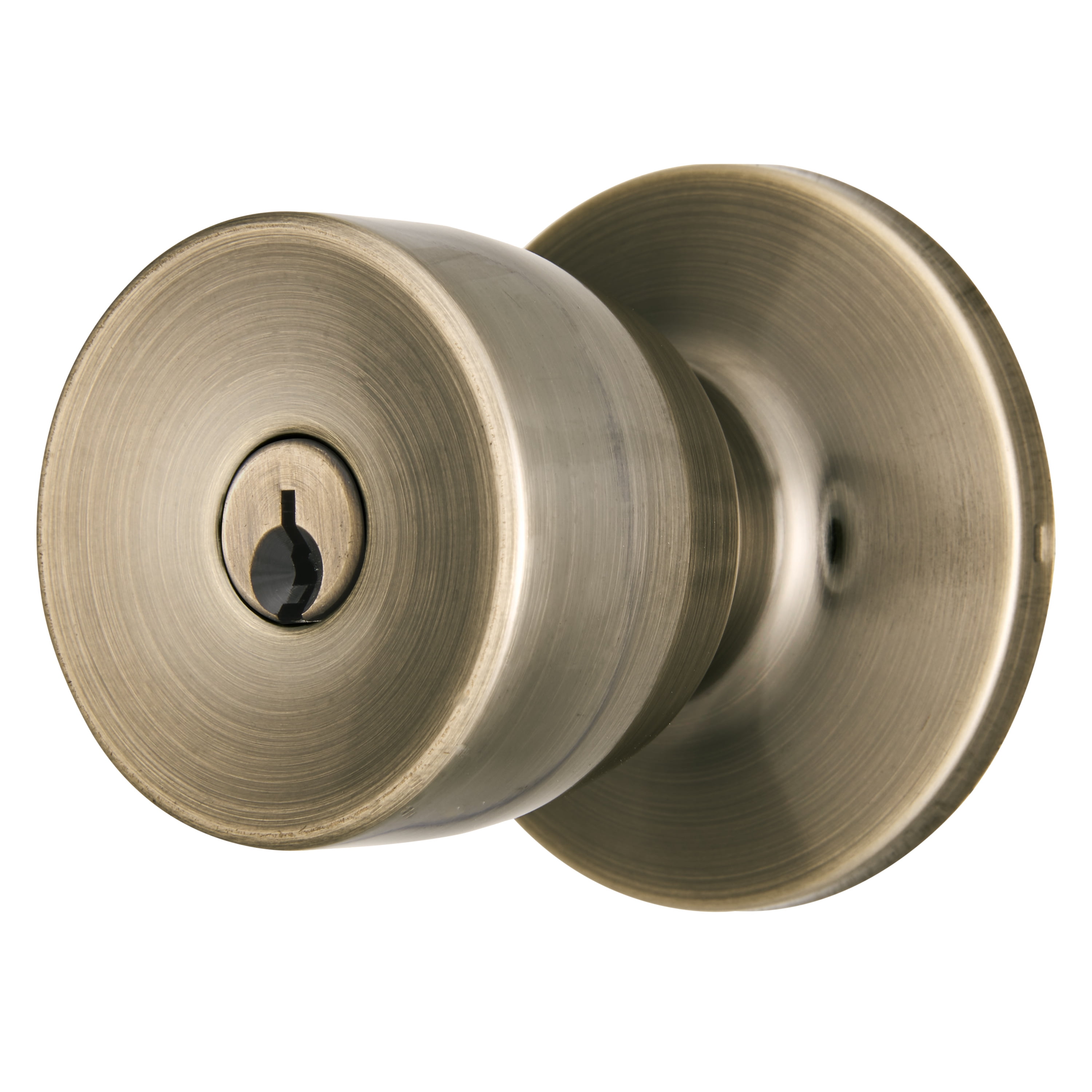 Brinks Keyed Entry Classic Bell Style Doorknob and Deadbolt Combo pack, Antique Brass Finish