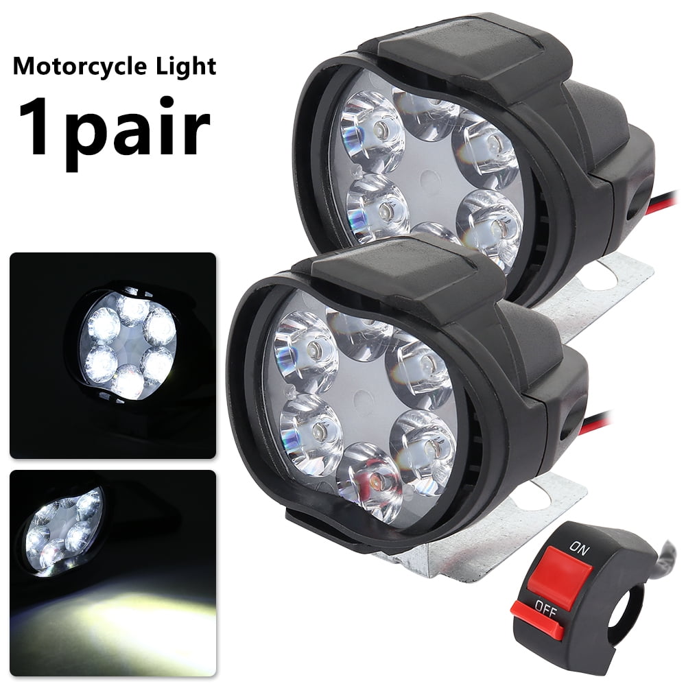 2X 9-85V 10W LED Motorcycle Front Headlight Fog Spot Light Lamp White+Switch
