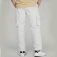 thumbnail image 4 of LIJCC Boys Sports Y2k High Waisted Straight Leg Relaxed Fit Cargo Pants Stretch Elastic Waist School Long Pant Twill Joggers for Kids Spring Fall Streetwear, 4 of 7