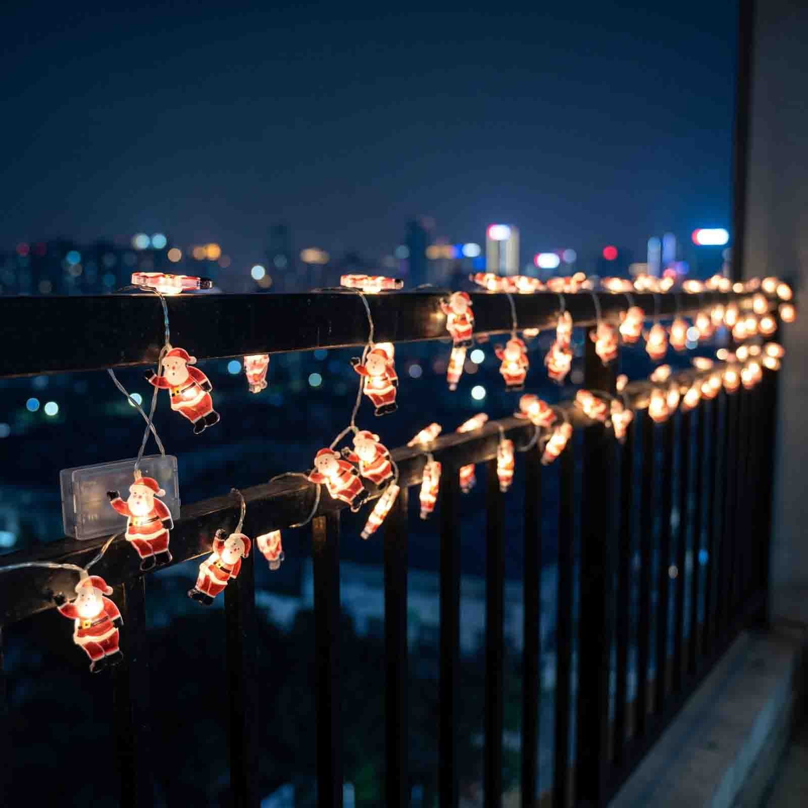 Santa Claus LED String Lights 6.56 ft 20 Bulbs Warm White Battery – picture 5