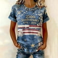 thumbnail image 2 of Women's Tops T-Shirts Casual Printed Color Crewneck Short Sleeve Relaxed Fit Tees, 2 of 4