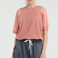 thumbnail image 2 of Timegard Tops for Women Yoga Tops Mesh Half Sleeve Crewneck Side Split Quick Dry Loose Workout Gym Tops, 2 of 5