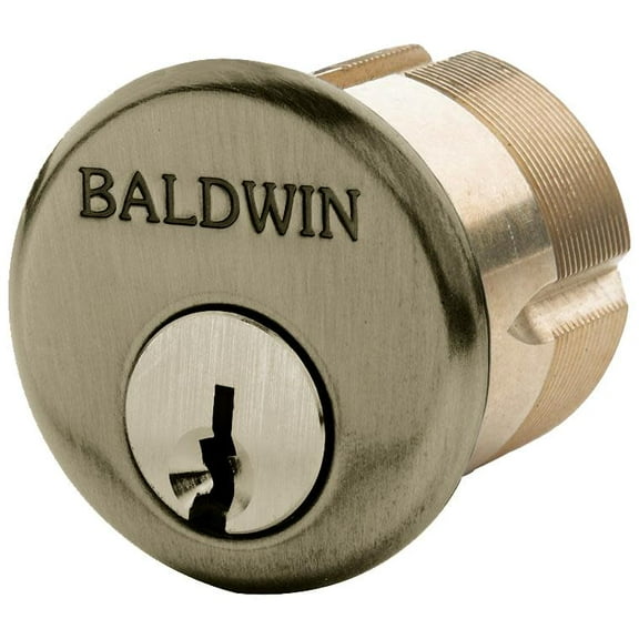 Baldwin 8325050 1.5 in. Mortise Cylinder C Keyway, Satin Brass & Black