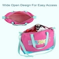 thumbnail image 6 of MADISON & DAKOTA Girls Dance Duffle Bag for Ballet, Dance, Dancewear, Clothing, Dresses, Skirts, Tutus, Tights, Stockings, Shoes and Accessories in Pink & Blue with Glitter and Tote Straps, 6 of 8