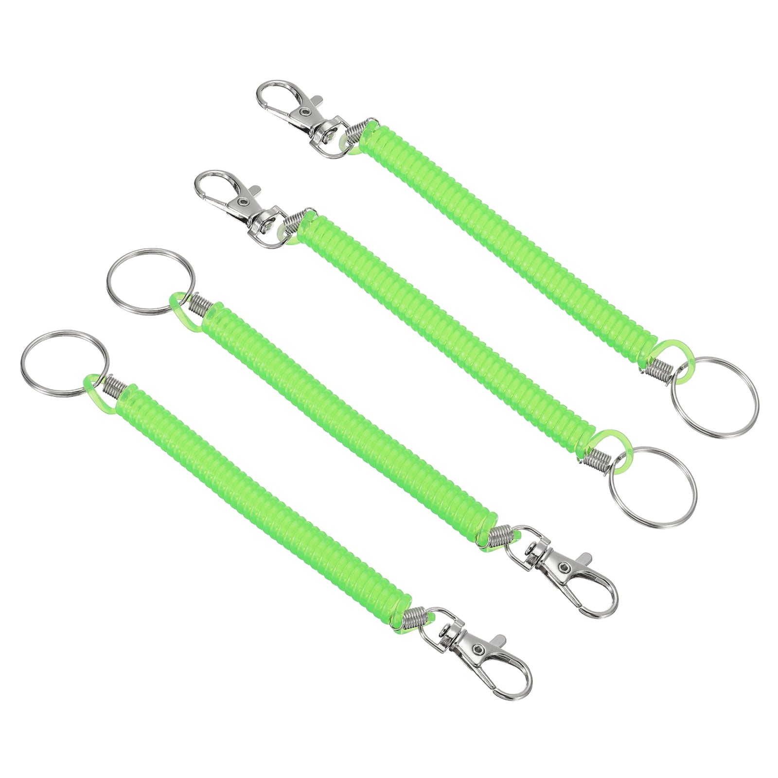 Llave de resorte retráctil en espiral Uxcell, cordón elástico para llaves, billetera y teléfono celular, color verde