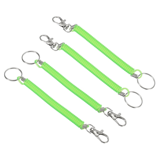 Llave de resorte retráctil en espiral Uxcell, cordón elástico para llaves, billetera y teléfono celular, color verde